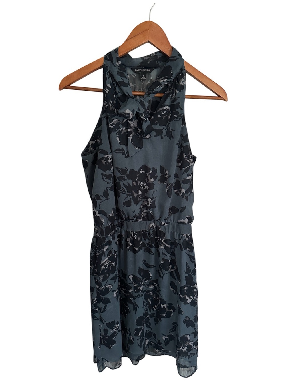 Banana Republic Sleeveless Floral Midi Dress in Teal and Black